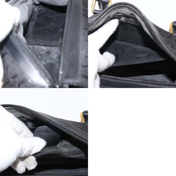 GUCCI Hand Bag Canvas Black Gold - Picture 12 of 12